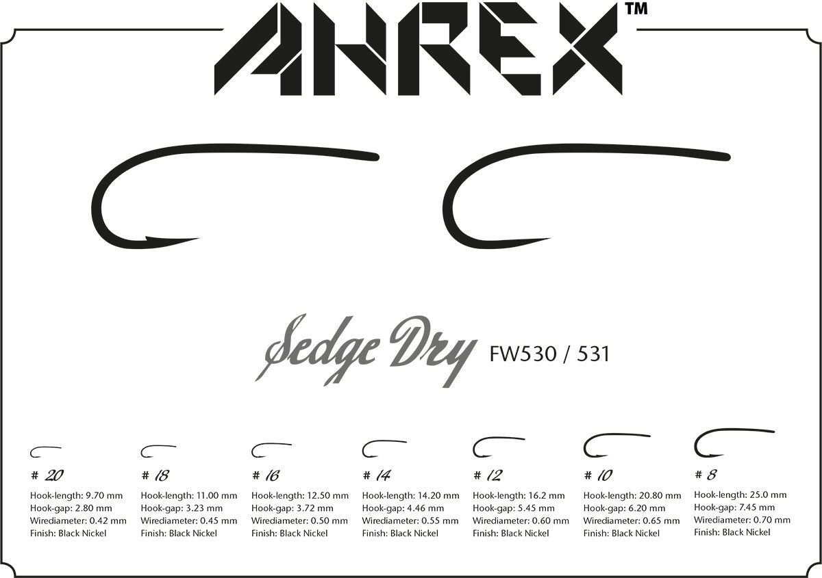Ahrex FW531 - Sedge Dry Barbless Fly Hooks Ahrex