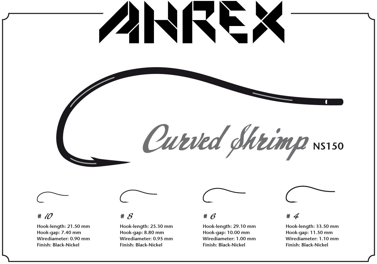 Ahrex NS150 - Curved Shrimp Fly Hooks Ahrex
