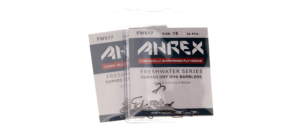 Ahrex FW517 - Curved Dry Mini Barbless Fly Hooks